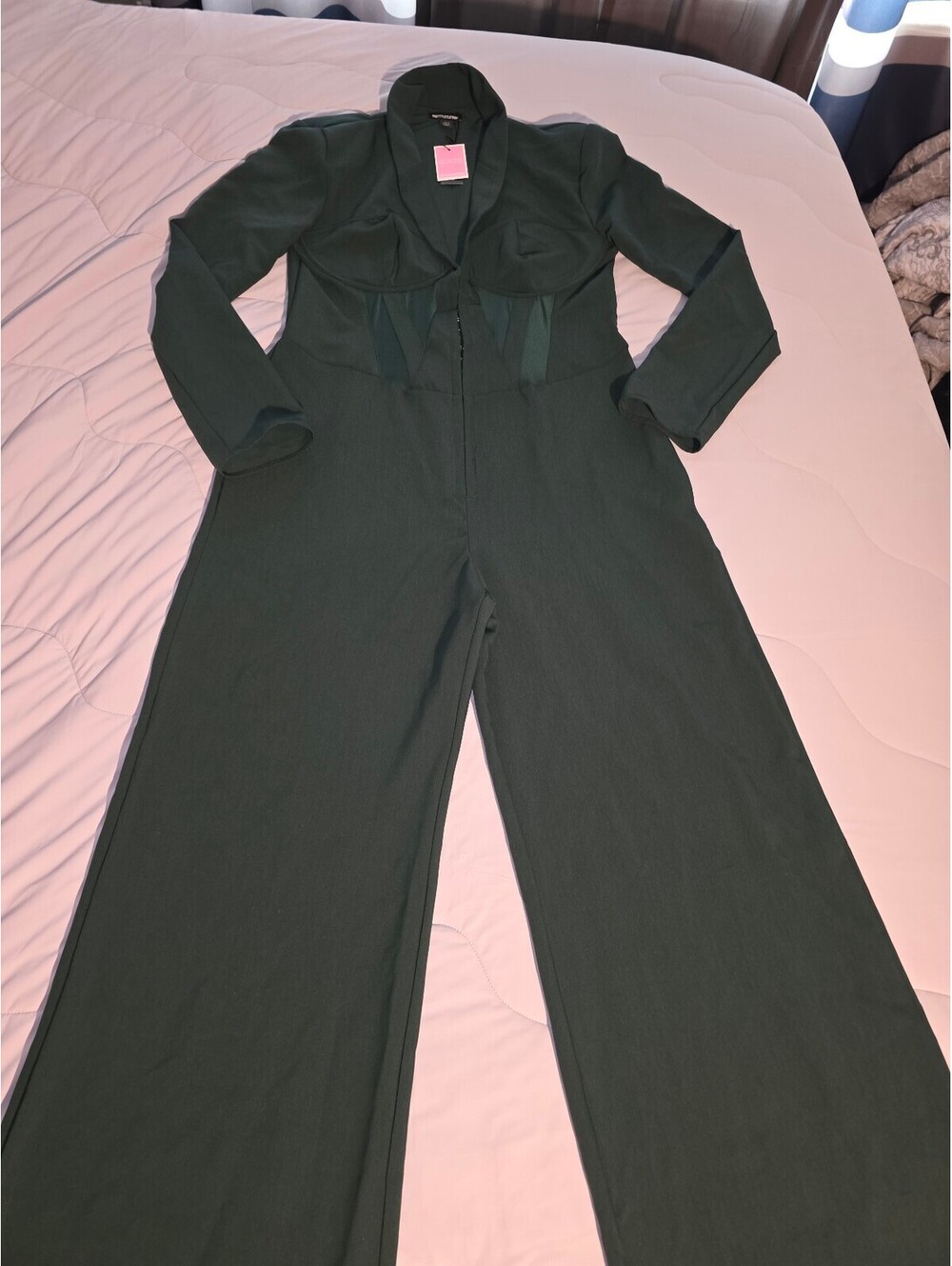PrettyLittleThing Womens Sz 16 Contour Sculpt Zip Front long Sleeve Jumpsuit